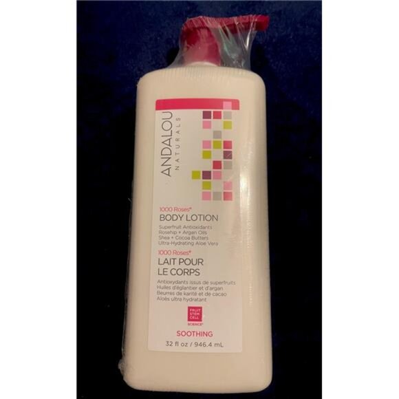 Andalou Naturals 1000 Rose Soothing Antioxidant Body Lotion 32 oz 946.4 ML - Picture 1 of 2